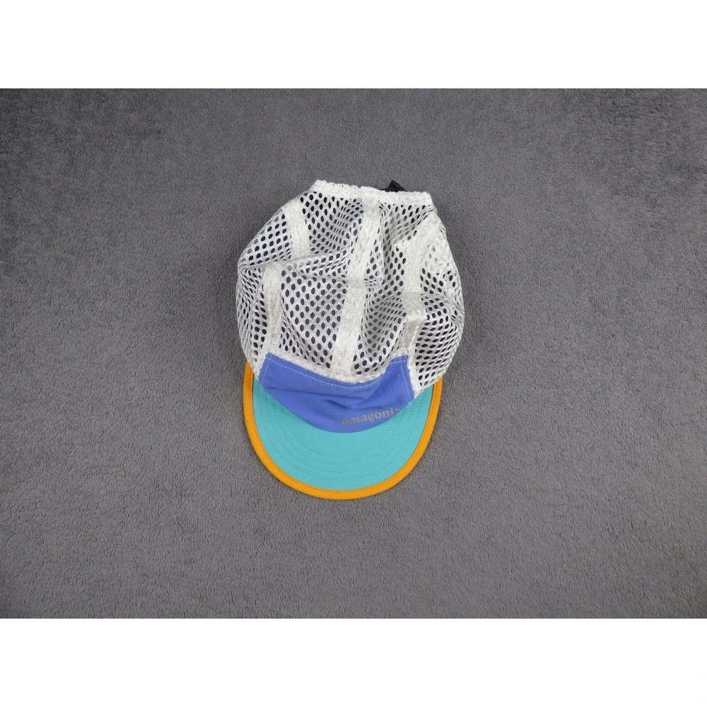 Patagonia Duckbill Cap Mesh Trail Running Hat White Blue Teal Orange Adjustable